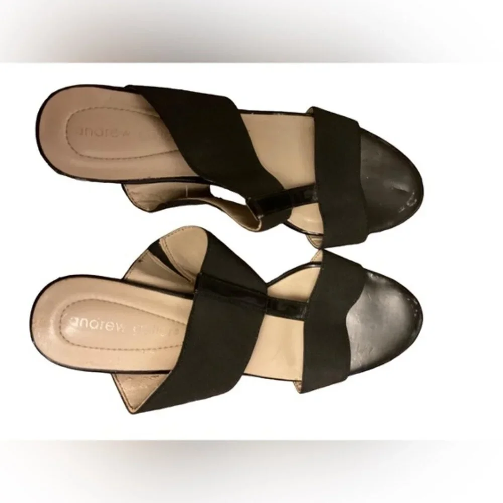 Andrew Geller | Black Wedges with Tan Base | Size 6.5